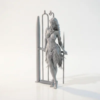 Mô hình 3D tượng cô gái với dáng vẻ thanh lịch, duyên dáng