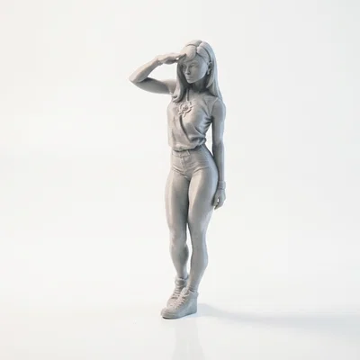 Mô hình 3D tượng nữ nhân vật chào kiểu Lady Salute