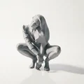 Mô hình 3D tượng nữ ngồi xổm đầy nghệ thuật - Thumbnail 1