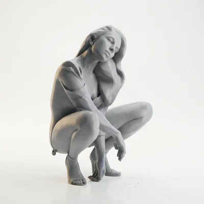Mô hình 3D tượng nữ ngồi xổm đầy nghệ thuật