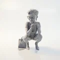 Mô hình 3D nhân vật nữ tạo dáng ngồi xổm phong cách - Thumbnail 1