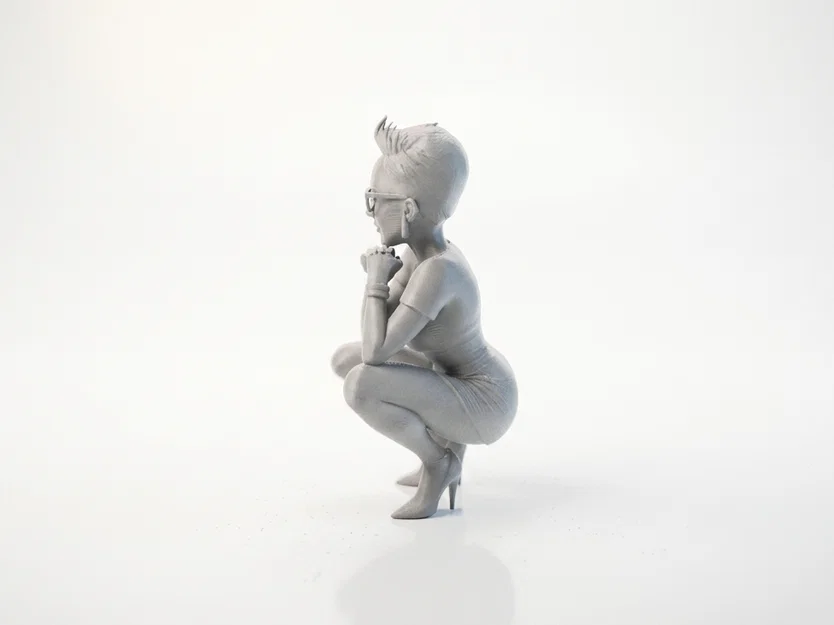 Mô hình 3D nhân vật nữ tạo dáng ngồi xổm phong cách - Image 4