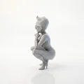 Mô hình 3D nhân vật nữ tạo dáng ngồi xổm phong cách - Thumbnail 4