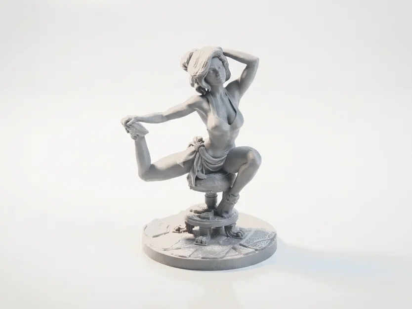 Mô hình 3D cô gái vươn vai trên ghế văn phòng - Tượng trang trí bàn làm việc - Image 1