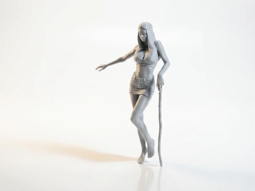 Mô hình tượng nữ cầm gậy in 3D (Lady With A Stick Female Figurine) - Image 1