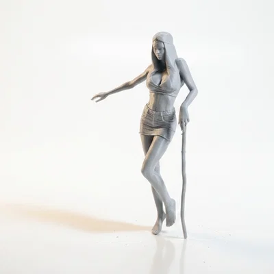 Mô hình tượng nữ cầm gậy in 3D (Lady With A Stick Female Figurine)