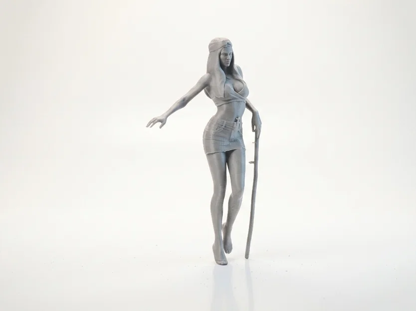 Mô hình tượng nữ cầm gậy in 3D (Lady With A Stick Female Figurine) - Image 2