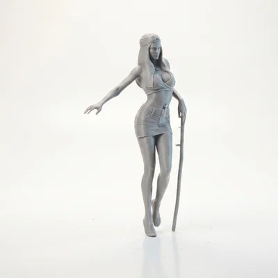 Mô hình tượng nữ cầm gậy in 3D (Lady With A Stick Female Figurine)