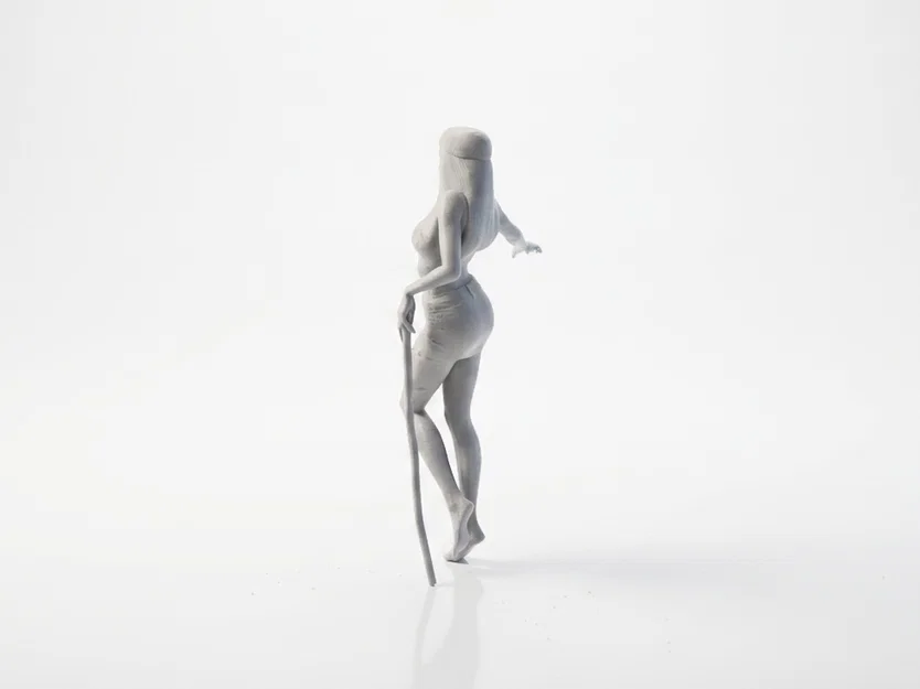 Mô hình tượng nữ cầm gậy in 3D (Lady With A Stick Female Figurine) - Image 4