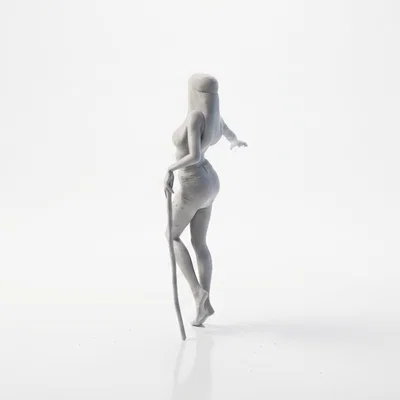 Mô hình tượng nữ cầm gậy in 3D (Lady With A Stick Female Figurine)