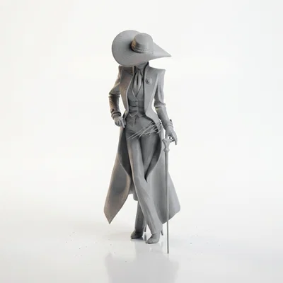 Mô Hình 3D Quý Cô Cầm Gậy Thanh Lịch