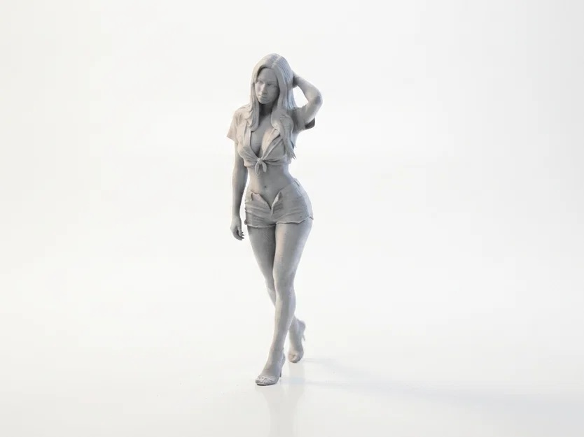 Mô hình 3D nữ nhân vật mặc áo xinh xắn - Lady With Cute Shirt Female Figure - Image 1