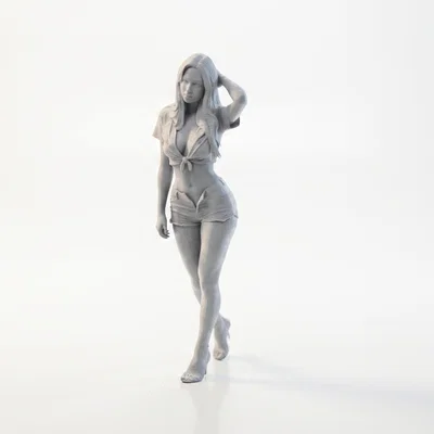 Mô hình 3D nữ nhân vật mặc áo xinh xắn - Lady With Cute Shirt Female Figure