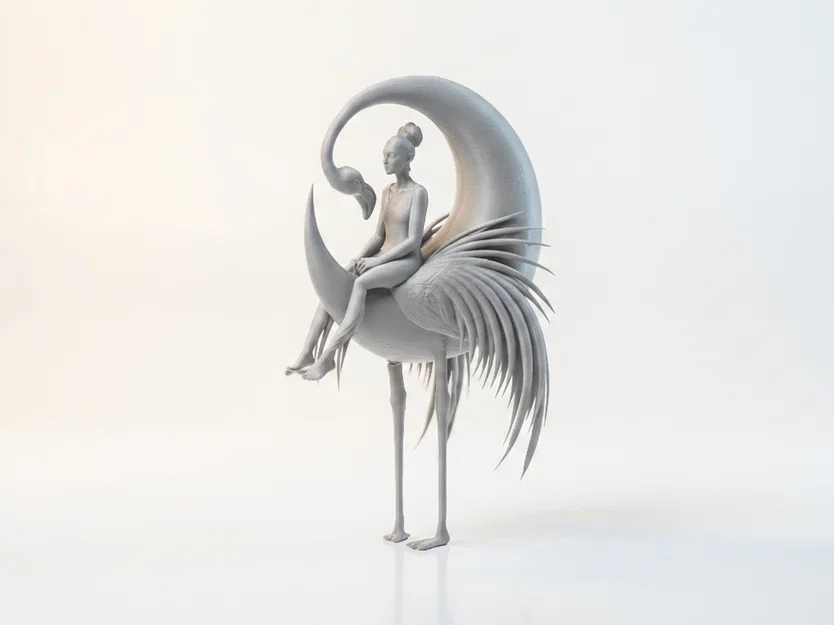 Mô hình 3D Lady With Heron - Tượng người phụ nữ bên chim diệc tinh tế - Image 2