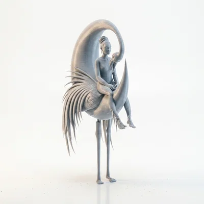 Mô hình 3D Lady With Heron - Tượng người phụ nữ bên chim diệc tinh tế