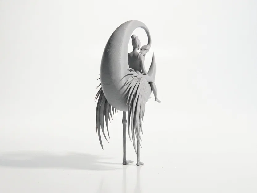 Mô hình 3D Lady With Heron - Tượng người phụ nữ bên chim diệc tinh tế - Image 4