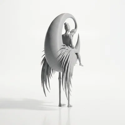 Mô hình 3D Lady With Heron - Tượng người phụ nữ bên chim diệc tinh tế