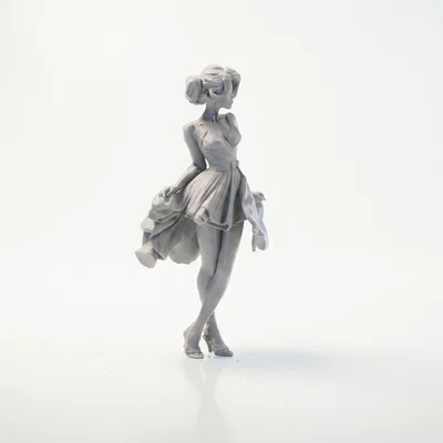 Mô hình tượng nữ quý cô với váy bồng bềnh - File in 3D