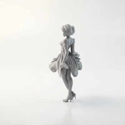 Mô hình tượng nữ quý cô với váy bồng bềnh - File in 3D