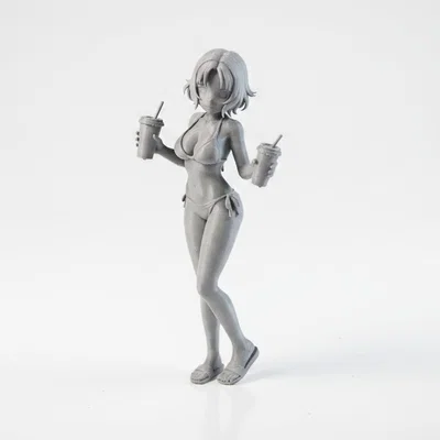 Mô hình in 3D quý cô sang trọng cầm đồ uống (Lady With Drinks)