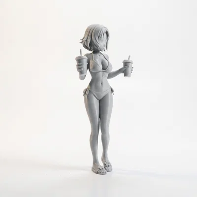 Mô hình in 3D quý cô sang trọng cầm đồ uống (Lady With Drinks)
