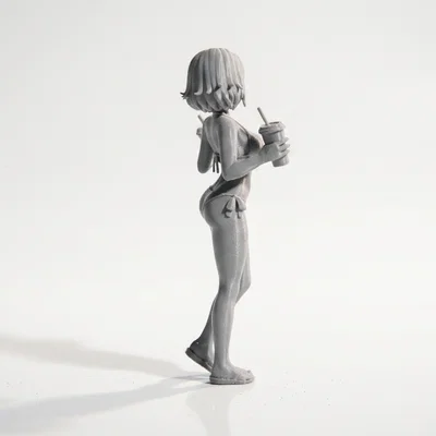 Mô hình in 3D quý cô sang trọng cầm đồ uống (Lady With Drinks)