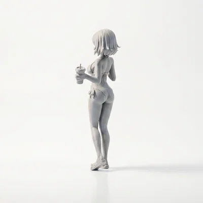 Mô hình in 3D quý cô sang trọng cầm đồ uống (Lady With Drinks)