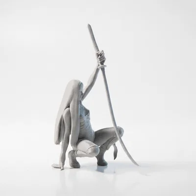 Mô hình 3D Nữ Chiến Binh Cầm Trường Kiếm Phong Cách Giả Tưởng