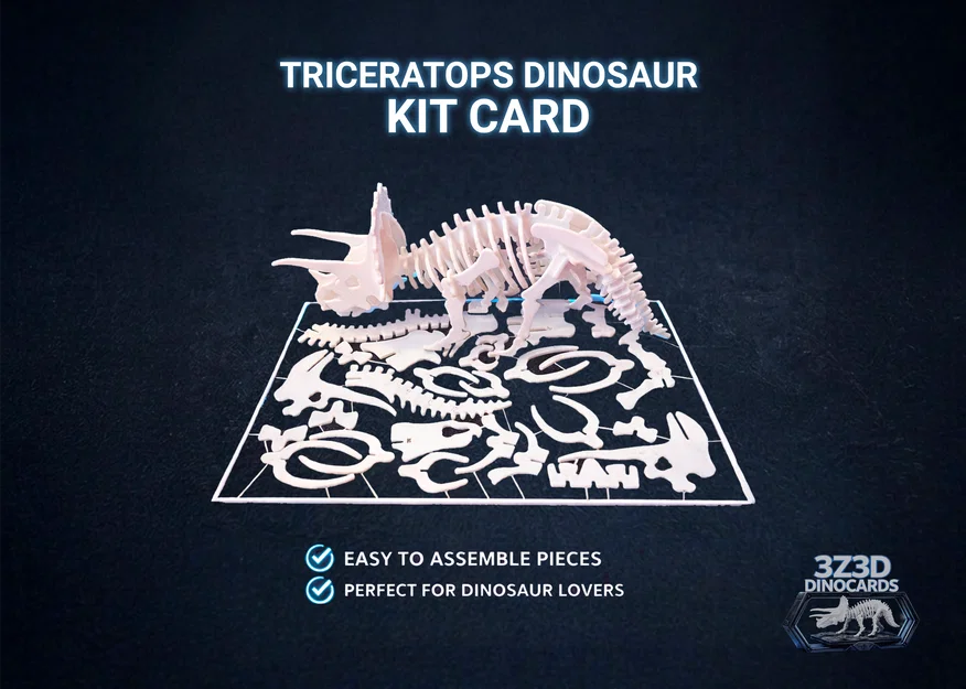 Mô hình thẻ lắp ráp khủng long Triceratops - DinoCards - Image 1