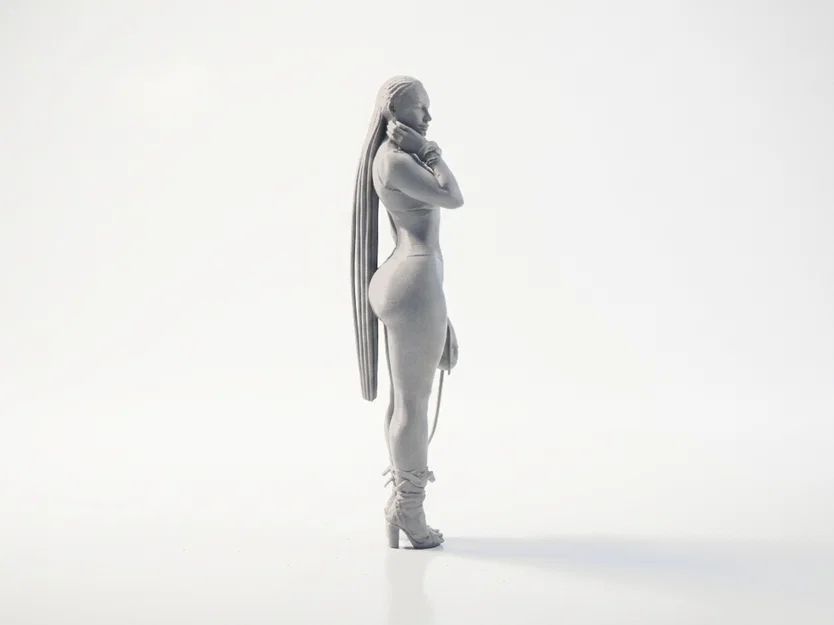Mô hình 3D tượng cô gái tóc tết dài tinh xảo - Image 2