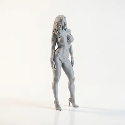 Mô hình 3D tượng phụ nữ tóc xoăn - Figurine nữ tinh tế