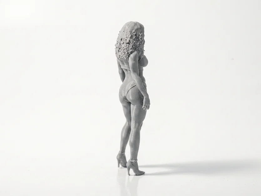 Mô hình 3D tượng phụ nữ tóc xoăn - Figurine nữ tinh tế - Image 3