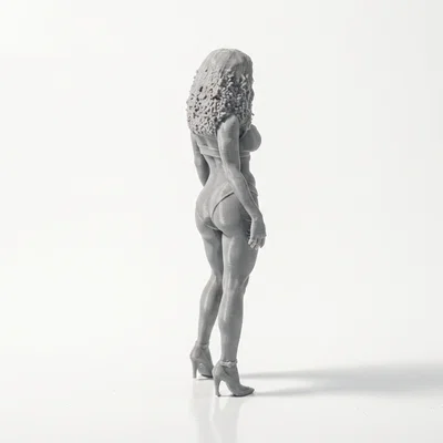 Mô hình 3D tượng phụ nữ tóc xoăn - Figurine nữ tinh tế