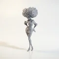 Mô hình 3D Cô gái da màu xinh đẹp in được (Natural Black Girl Figurine) - Thumbnail 1