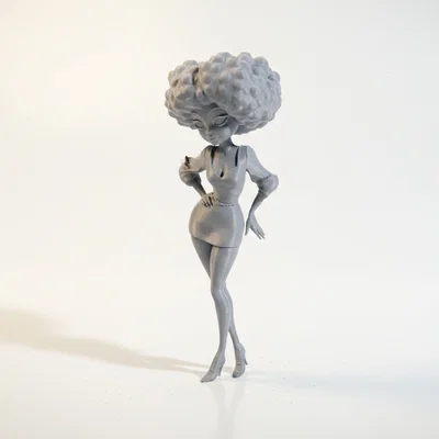 Mô hình 3D Cô gái da màu xinh đẹp in được (Natural Black Girl Figurine)