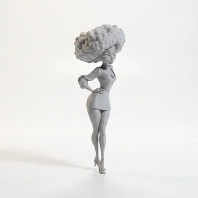 Mô hình 3D Cô gái da màu xinh đẹp in được (Natural Black Girl Figurine)