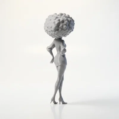 Mô hình 3D Cô gái da màu xinh đẹp in được (Natural Black Girl Figurine)