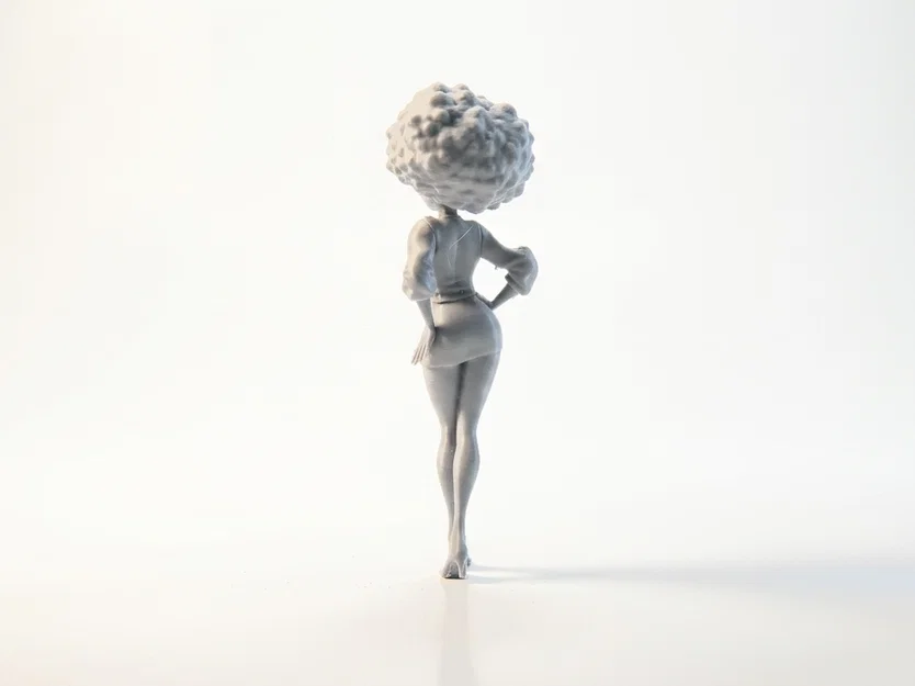 Mô hình 3D Cô gái da màu xinh đẹp in được (Natural Black Girl Figurine) - Image 4