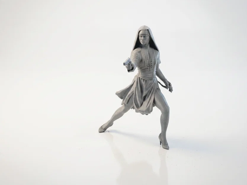 Mô hình Figurine Nữ Tu Chiến Binh - Nun Shooter 3D Printable - Image 1