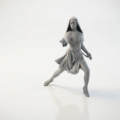 Mô hình Figurine Nữ Tu Chiến Binh - Nun Shooter 3D Printable
