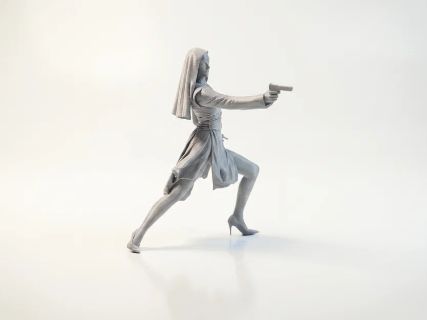 Mô hình Figurine Nữ Tu Chiến Binh - Nun Shooter 3D Printable - Image 2
