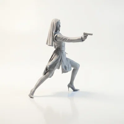 Mô hình Figurine Nữ Tu Chiến Binh - Nun Shooter 3D Printable