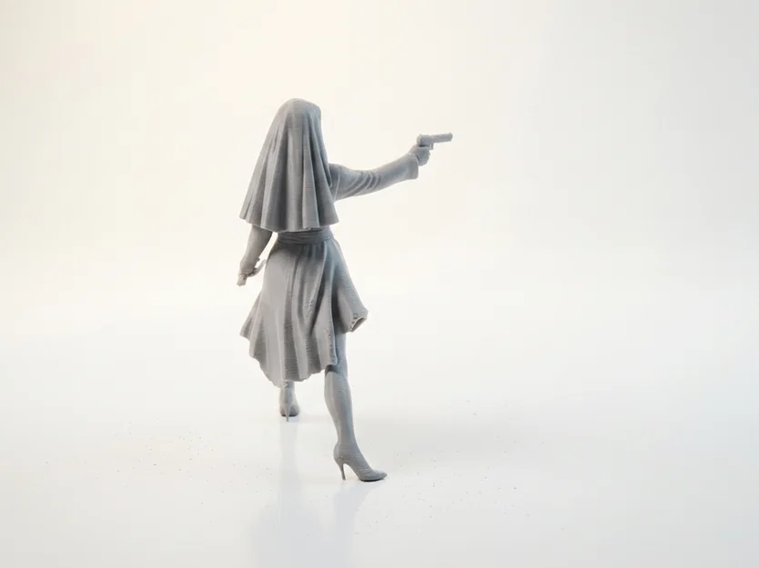 Mô hình Figurine Nữ Tu Chiến Binh - Nun Shooter 3D Printable - Image 3
