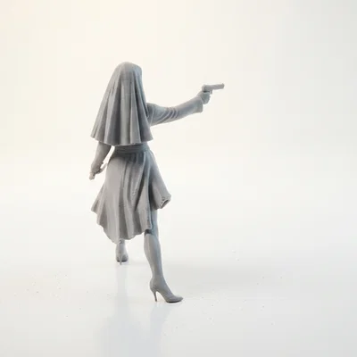 Mô hình Figurine Nữ Tu Chiến Binh - Nun Shooter 3D Printable