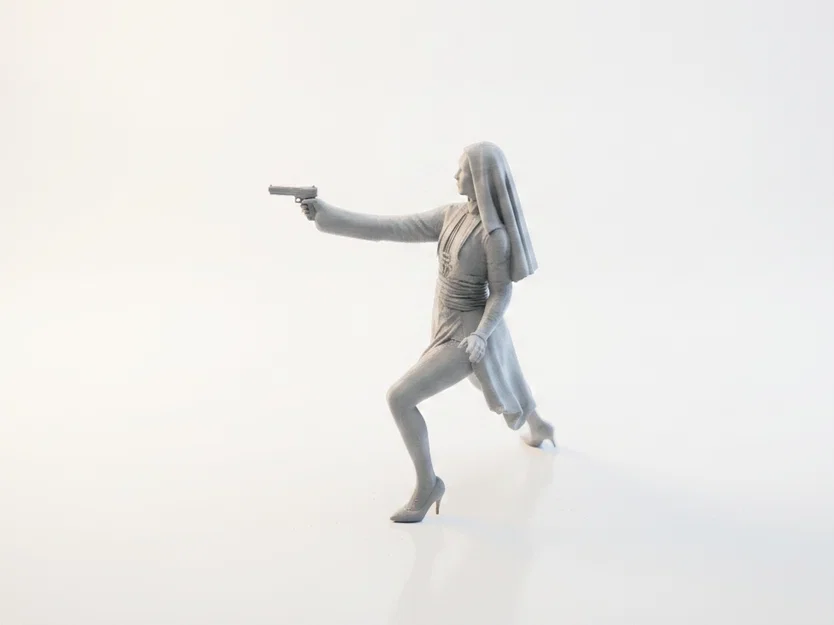 Mô hình Figurine Nữ Tu Chiến Binh - Nun Shooter 3D Printable - Image 4