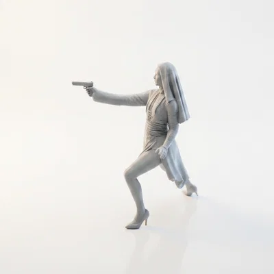 Mô hình Figurine Nữ Tu Chiến Binh - Nun Shooter 3D Printable