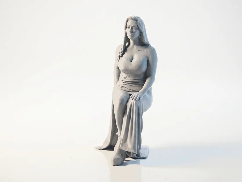 Mô hình 3D tượng người phụ nữ đang ngồi - Sat Lady Seated Woman Figurine - Image 1