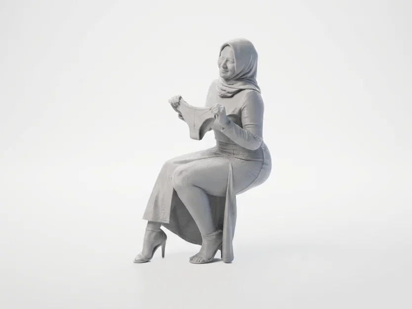 Mô hình tượng nữ đội khăn Hijab ngồi - Tệp in 3D nghệ thuật - Image 1