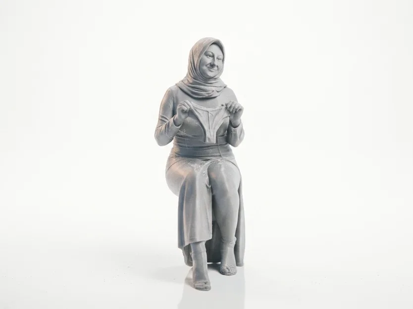 Mô hình tượng nữ đội khăn Hijab ngồi - Tệp in 3D nghệ thuật - Image 2