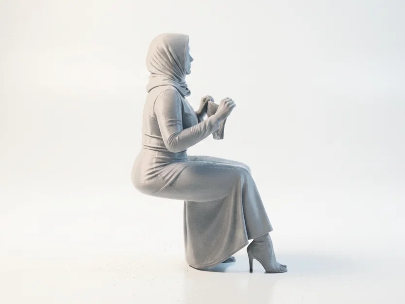 Mô hình tượng nữ đội khăn Hijab ngồi - Tệp in 3D nghệ thuật - Image 3